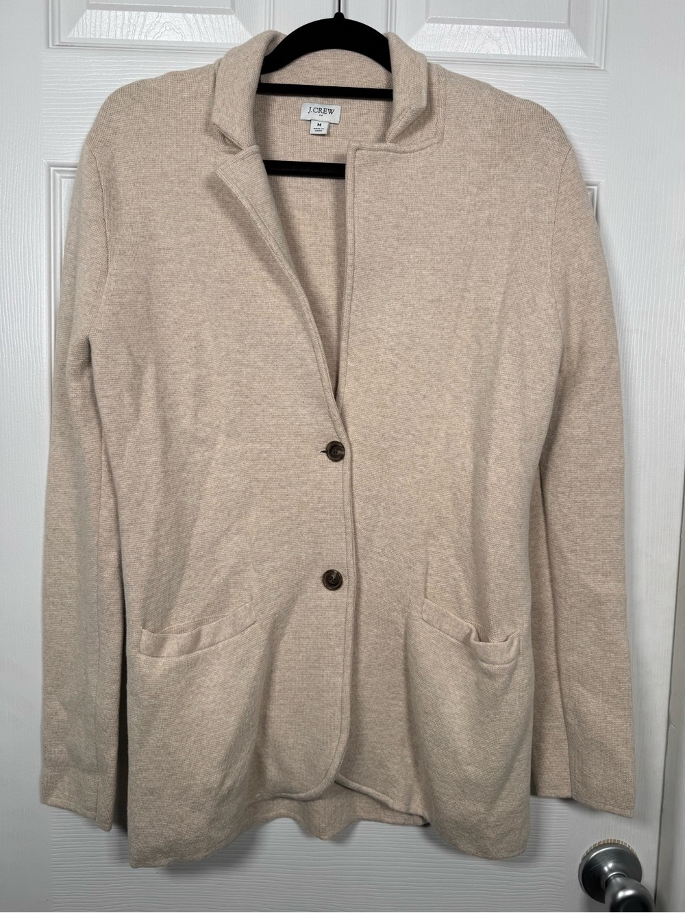 J.Crew Oatmeal Cotton Sweater Blazer Cardigan Jacket Size M